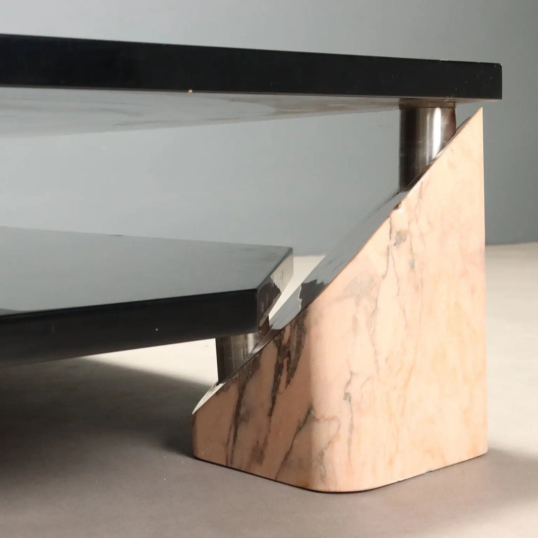 Vintage 1970s Table with Pink Marble Bases