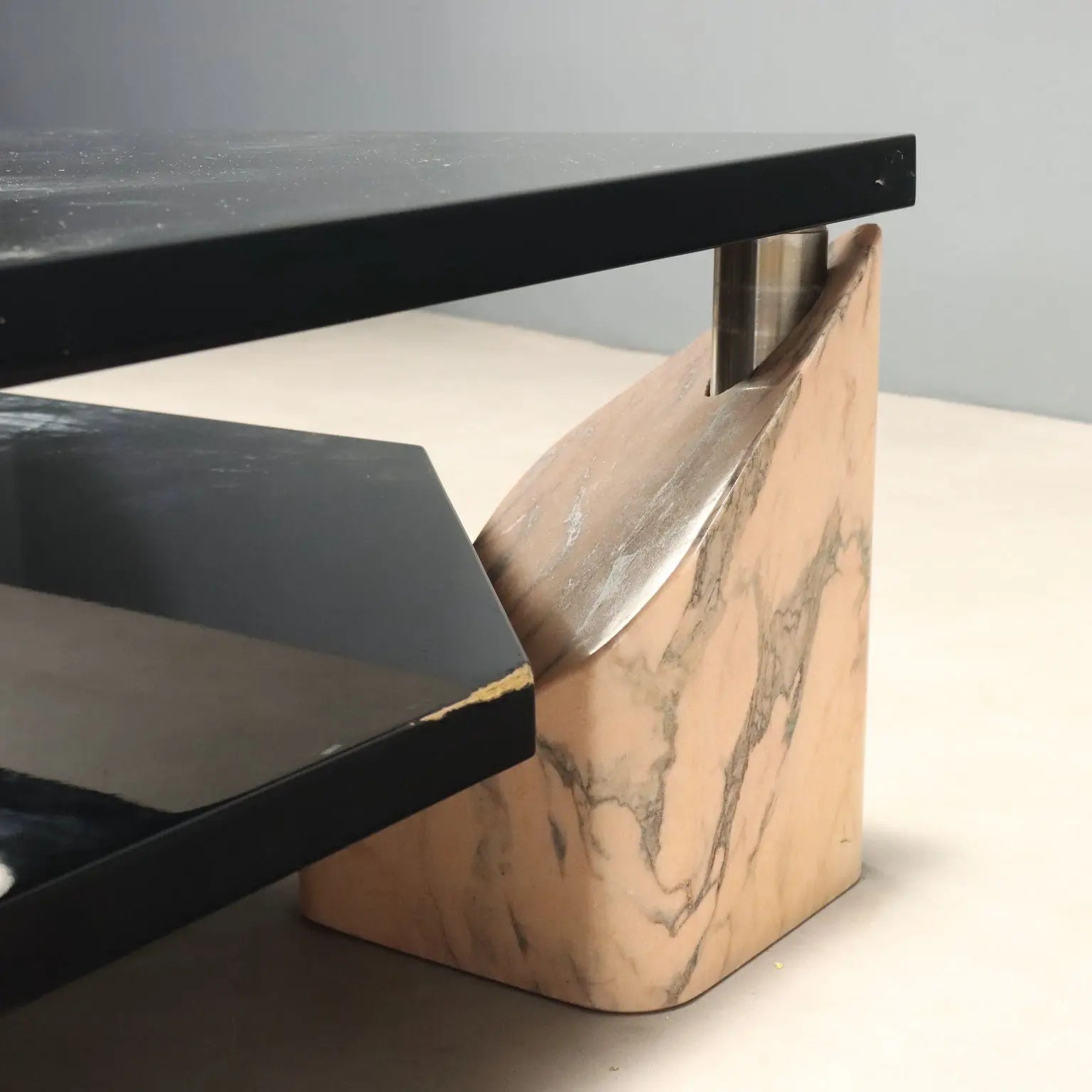 Vintage 1970s Table with Pink Marble Bases