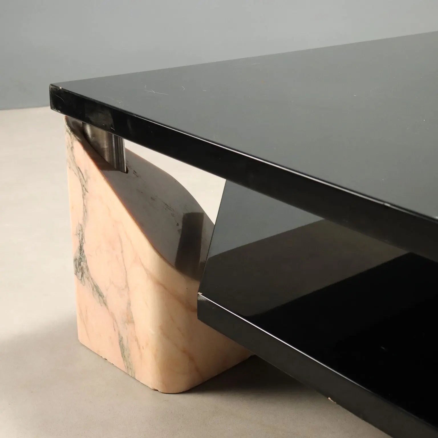 Vintage 1970s Table with Pink Marble Bases