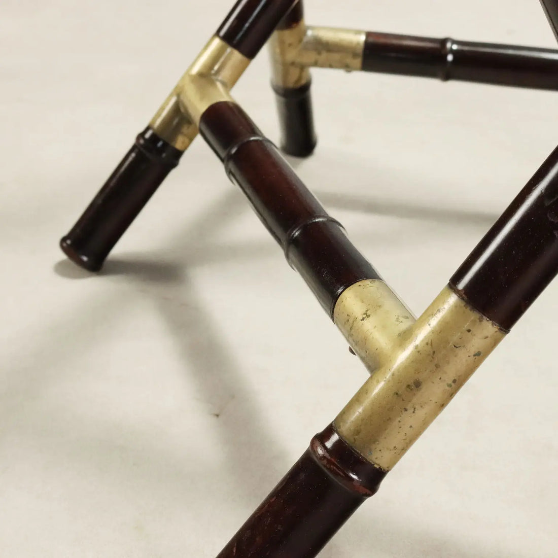 1950s Table with Woven Base and Glass