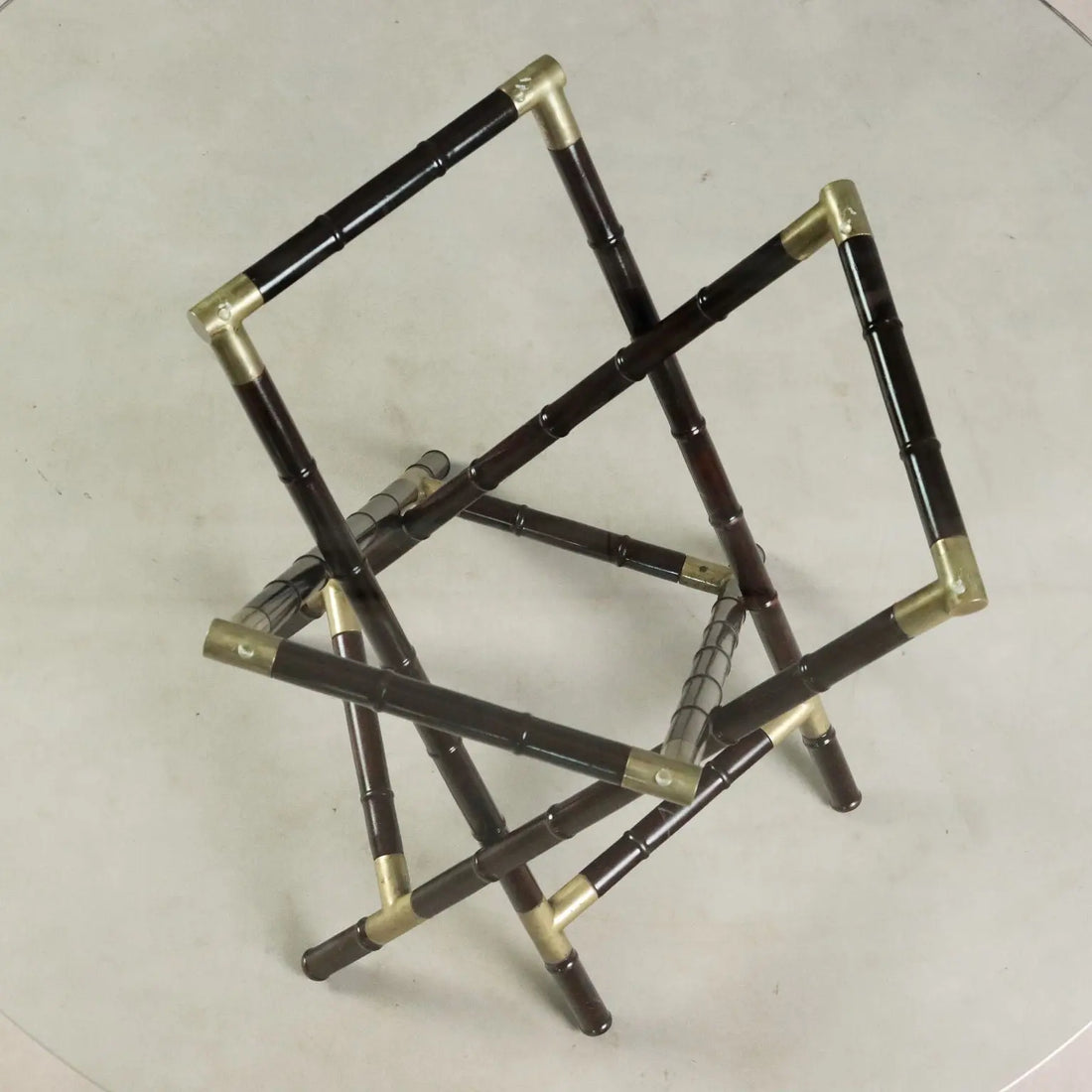 1950s Table with Woven Base and Glass