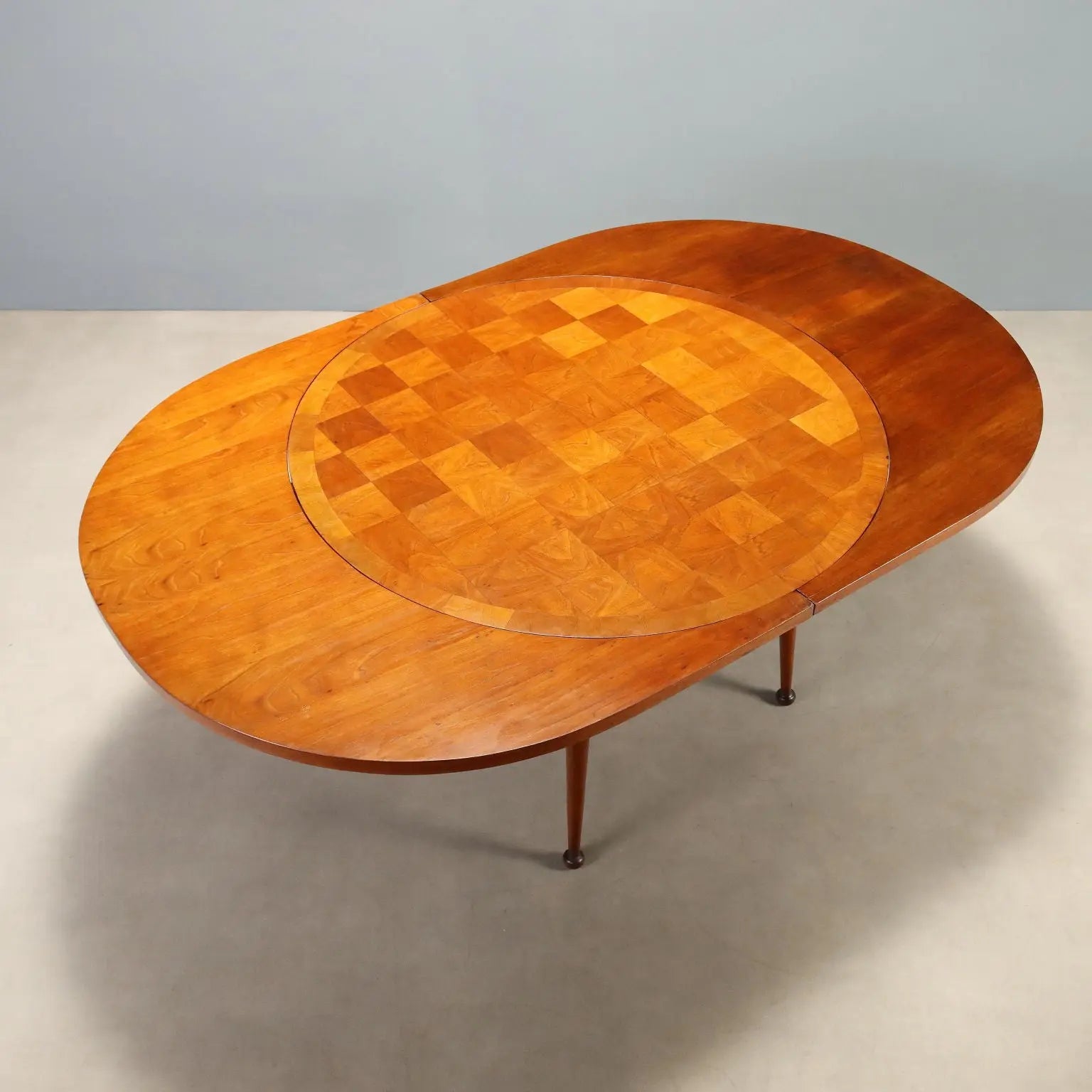 Vintage Table Beech Veneer Checkered Effect Design Italy 1950s