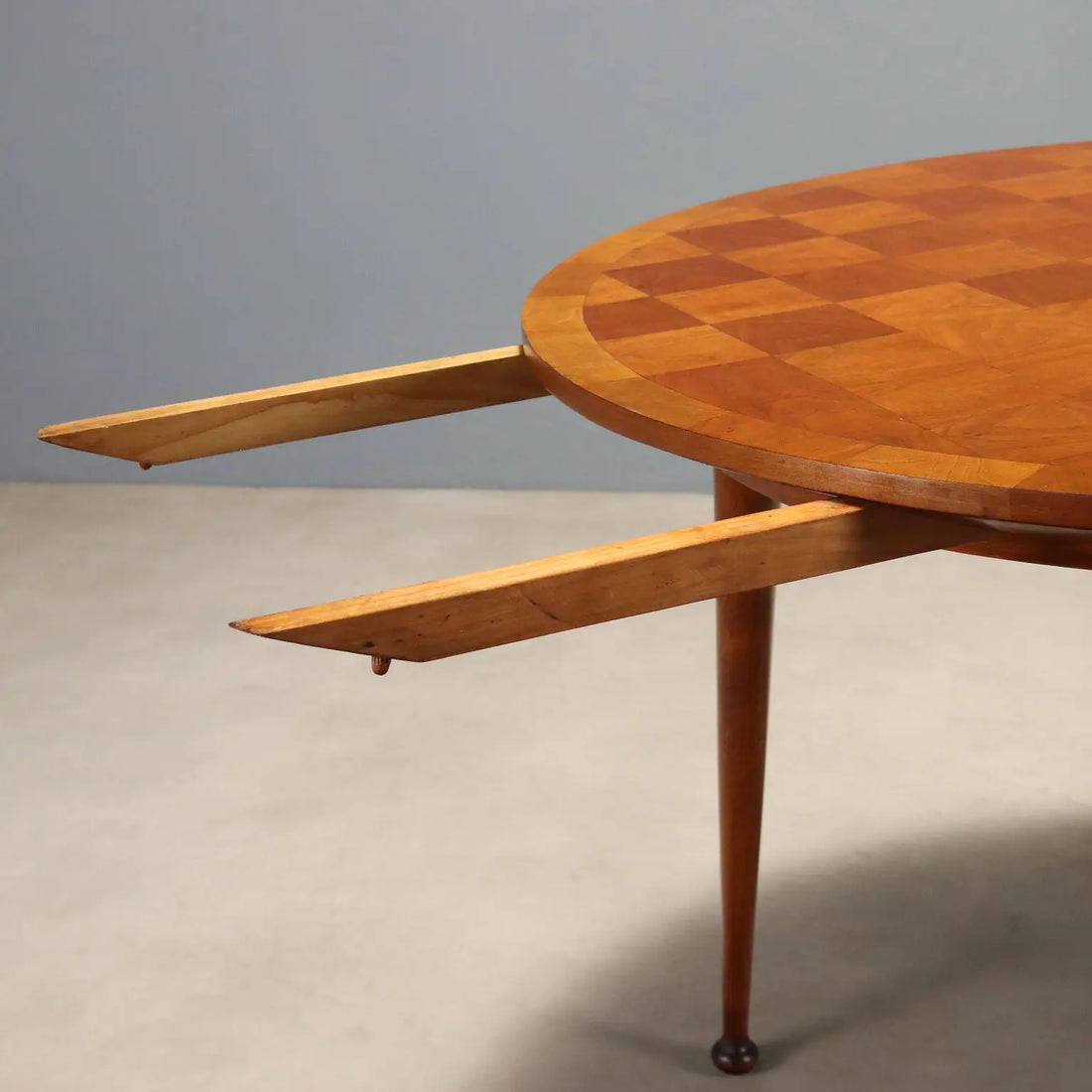 Vintage Table Beech Veneer Checkered Effect Design Italy 1950s