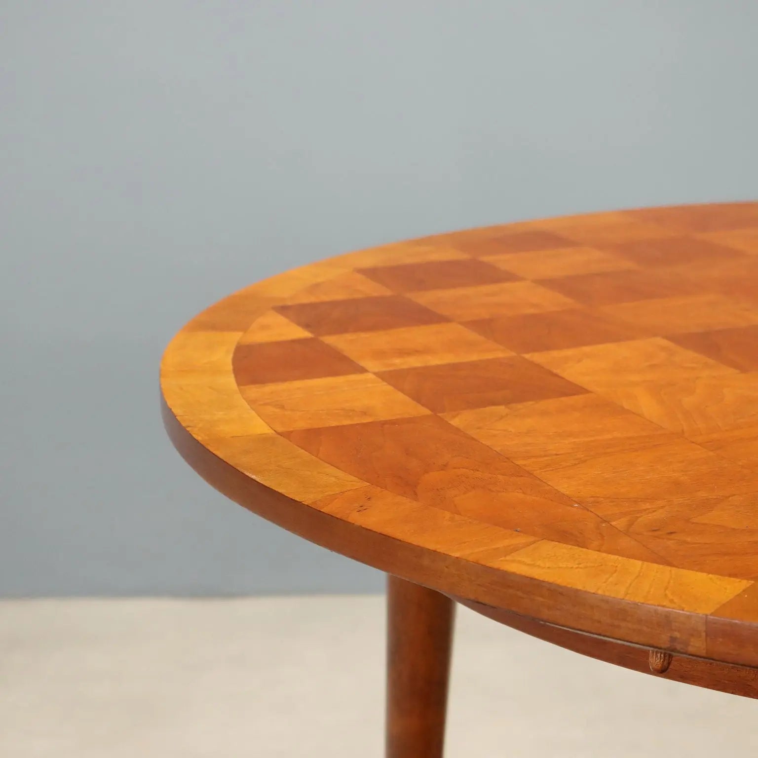 Vintage Table Beech Veneer Checkered Effect Design Italy 1950s
