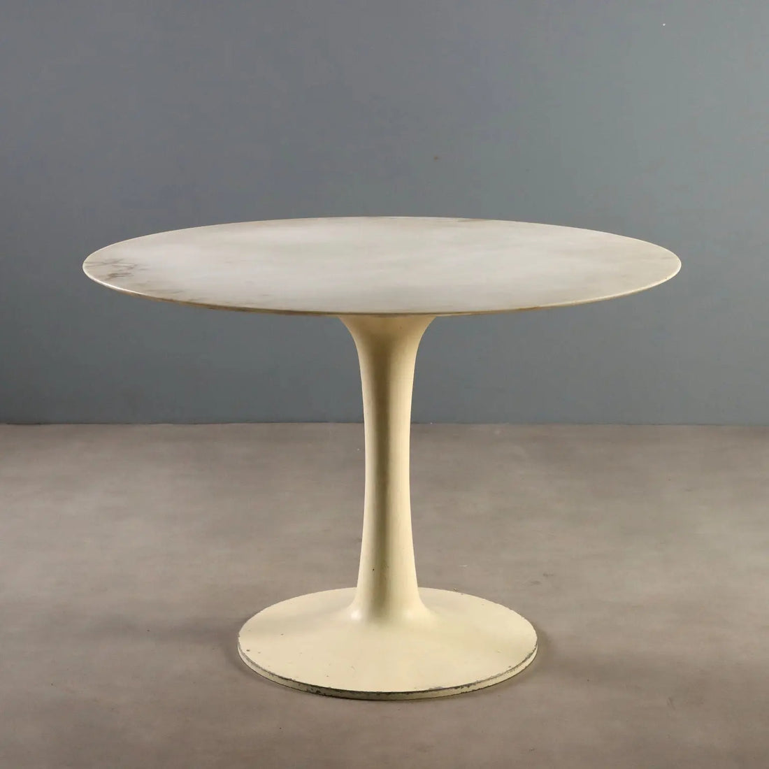 Vintage Table Metal Marble Top Design Italy 1970s