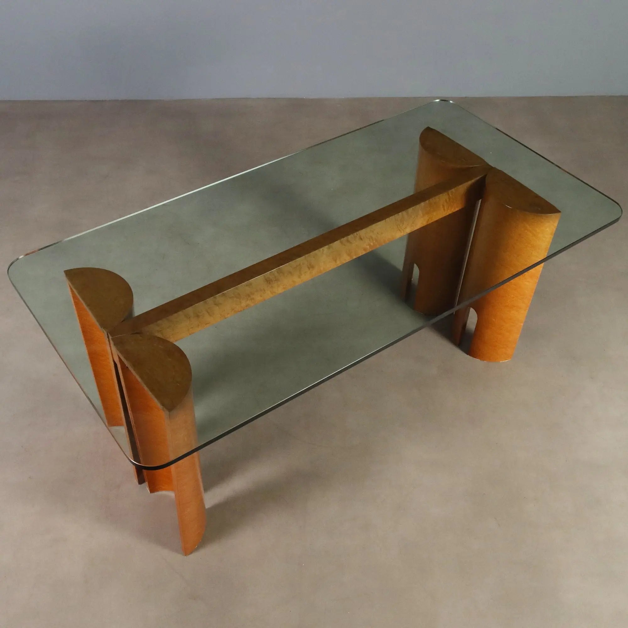 Vintage Table Burl Crystal Design Italy 1970s