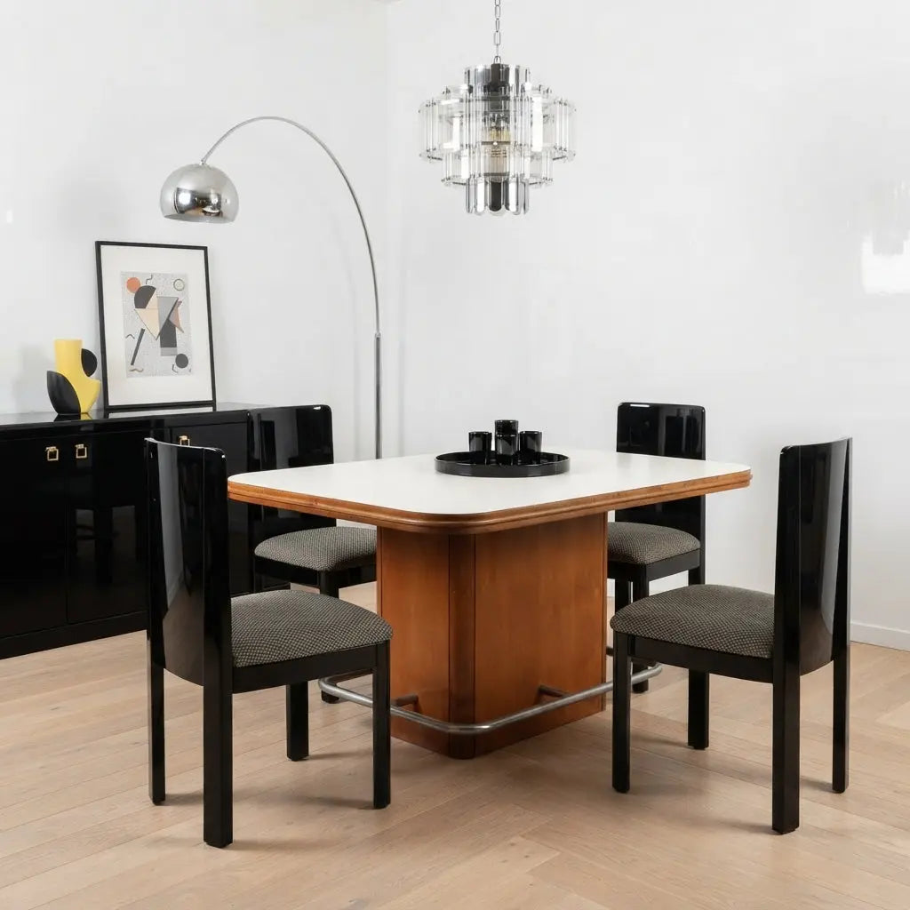 Vintage Dining Table Painted Beech Laminate Design Italy 1970s