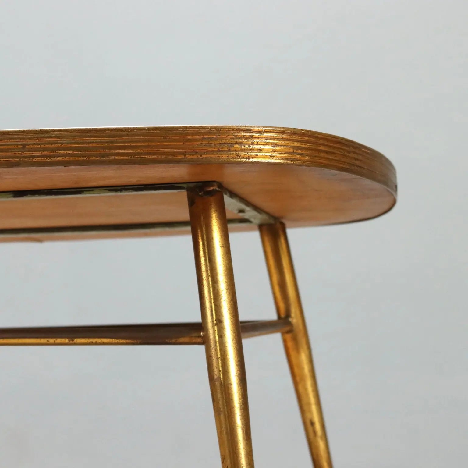 Vintage Coffee Table Brass Glass Design Italy 1950s