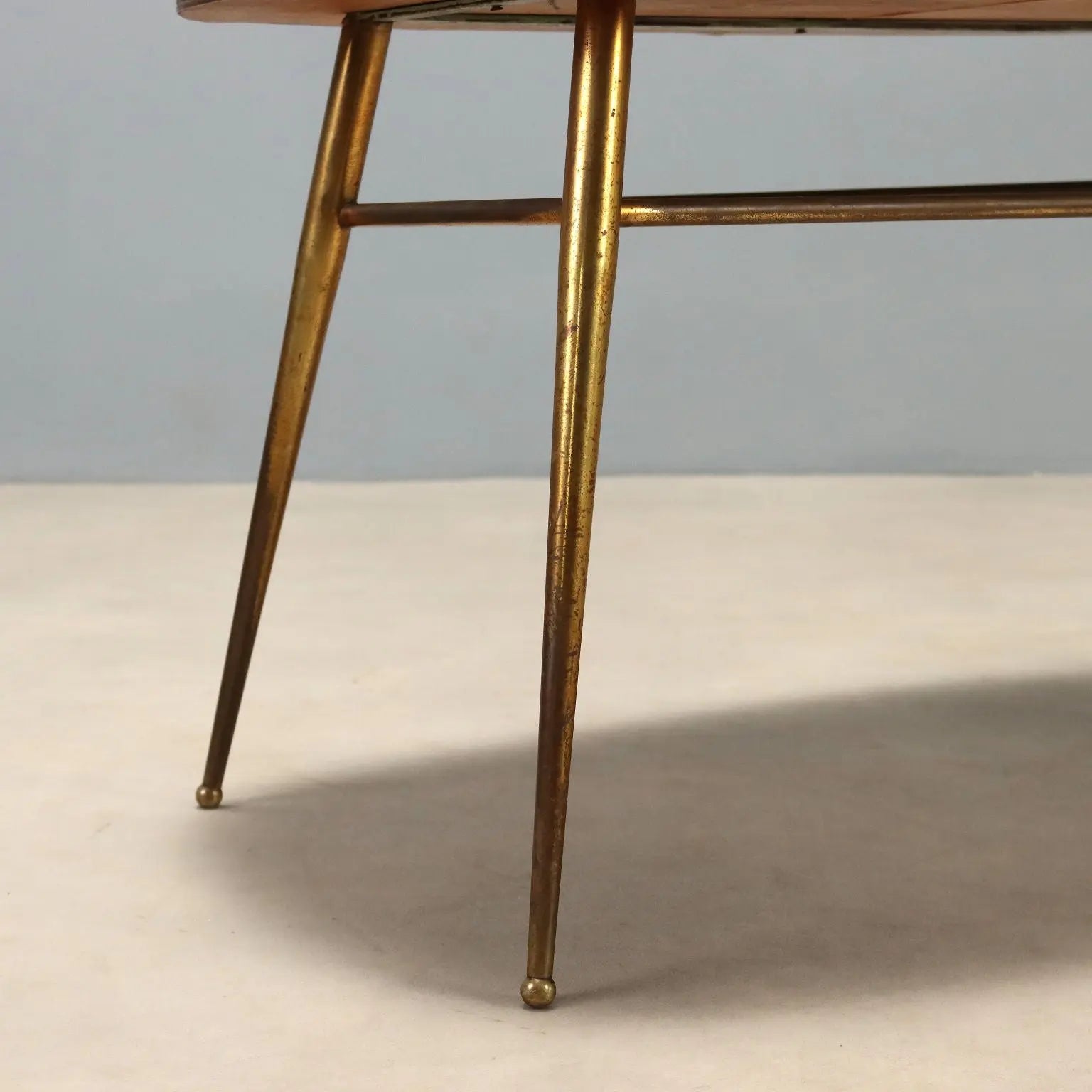 Vintage Coffee Table Brass Glass Design Italy 1950s