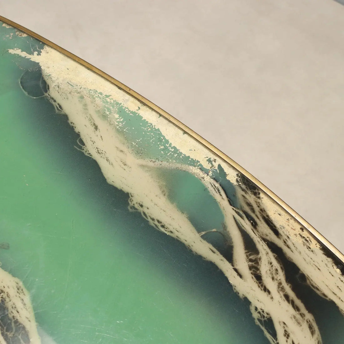 Vintage Coffee Table Brass Glass Design Italy 1950s