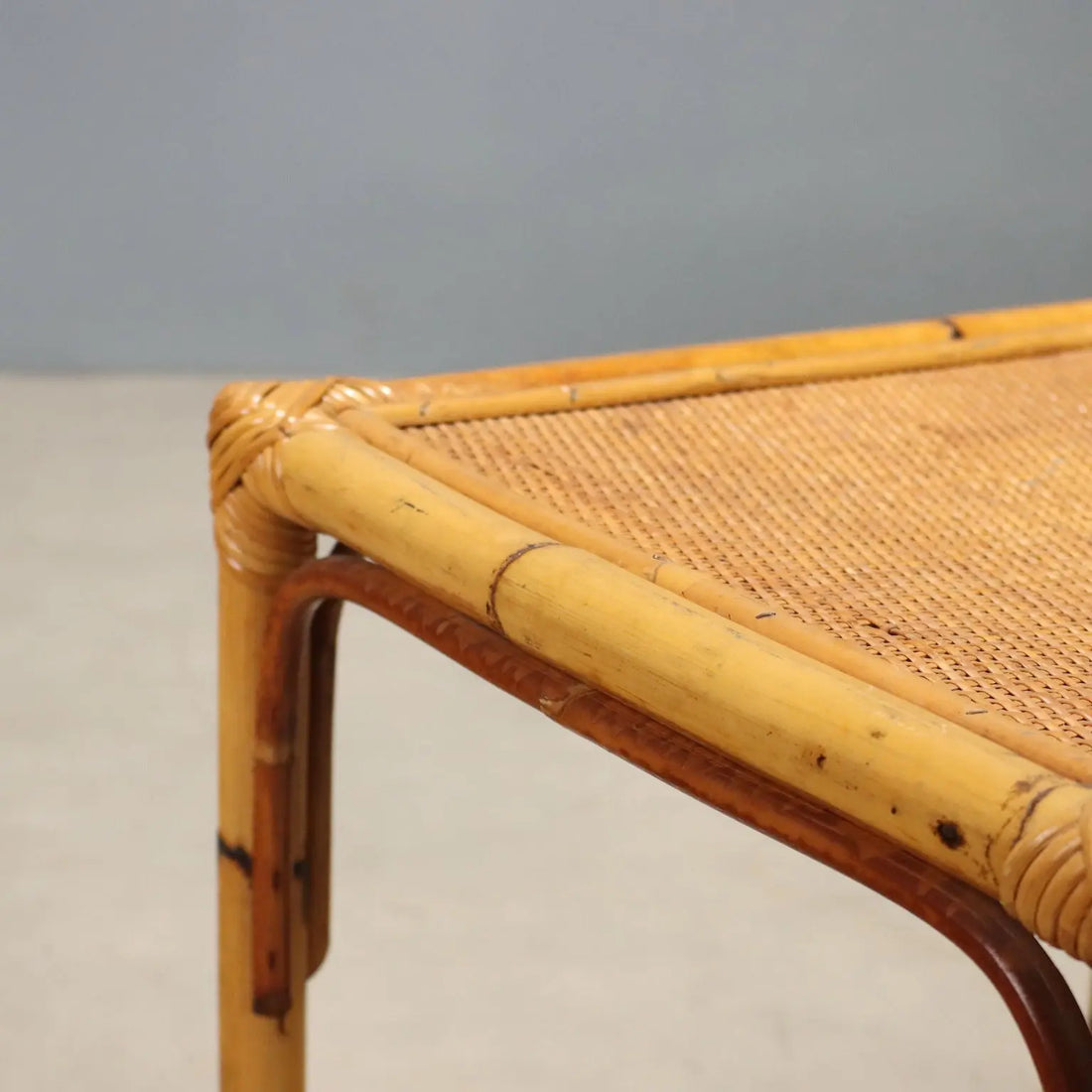 Vintage Coffee Tables Walnut Bamboo Design Italy 1970s-1980s