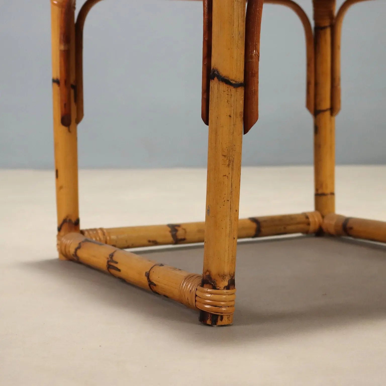 Vintage Coffee Tables Walnut Bamboo Design Italy 1970s-1980s