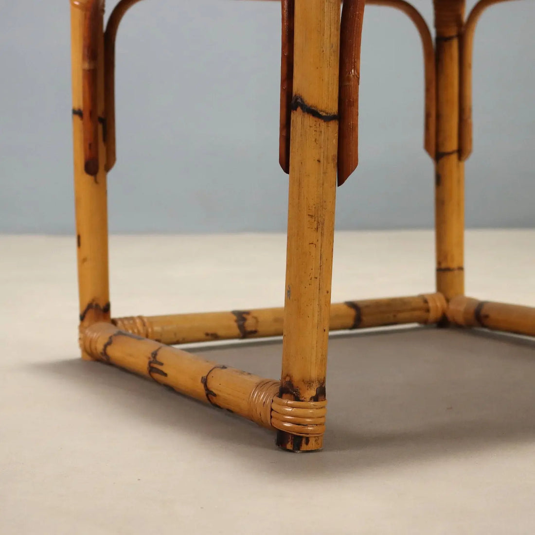 Vintage Coffee Tables Walnut Bamboo Design Italy 1970s-1980s
