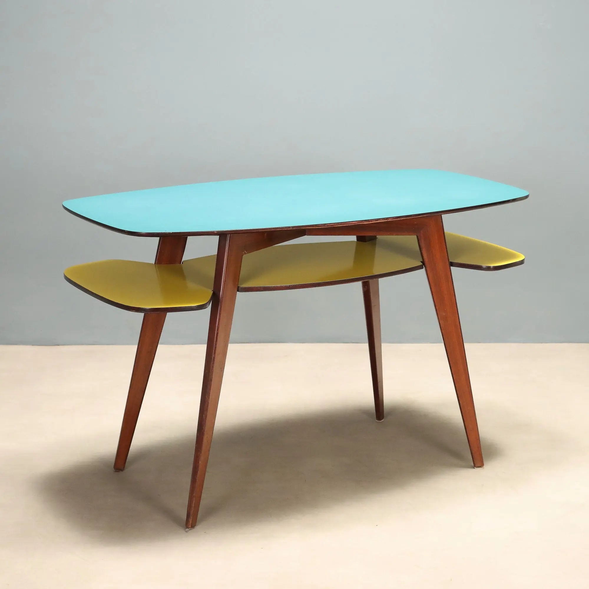 Vintage Desk Beech Laminate Design Italy 1950s