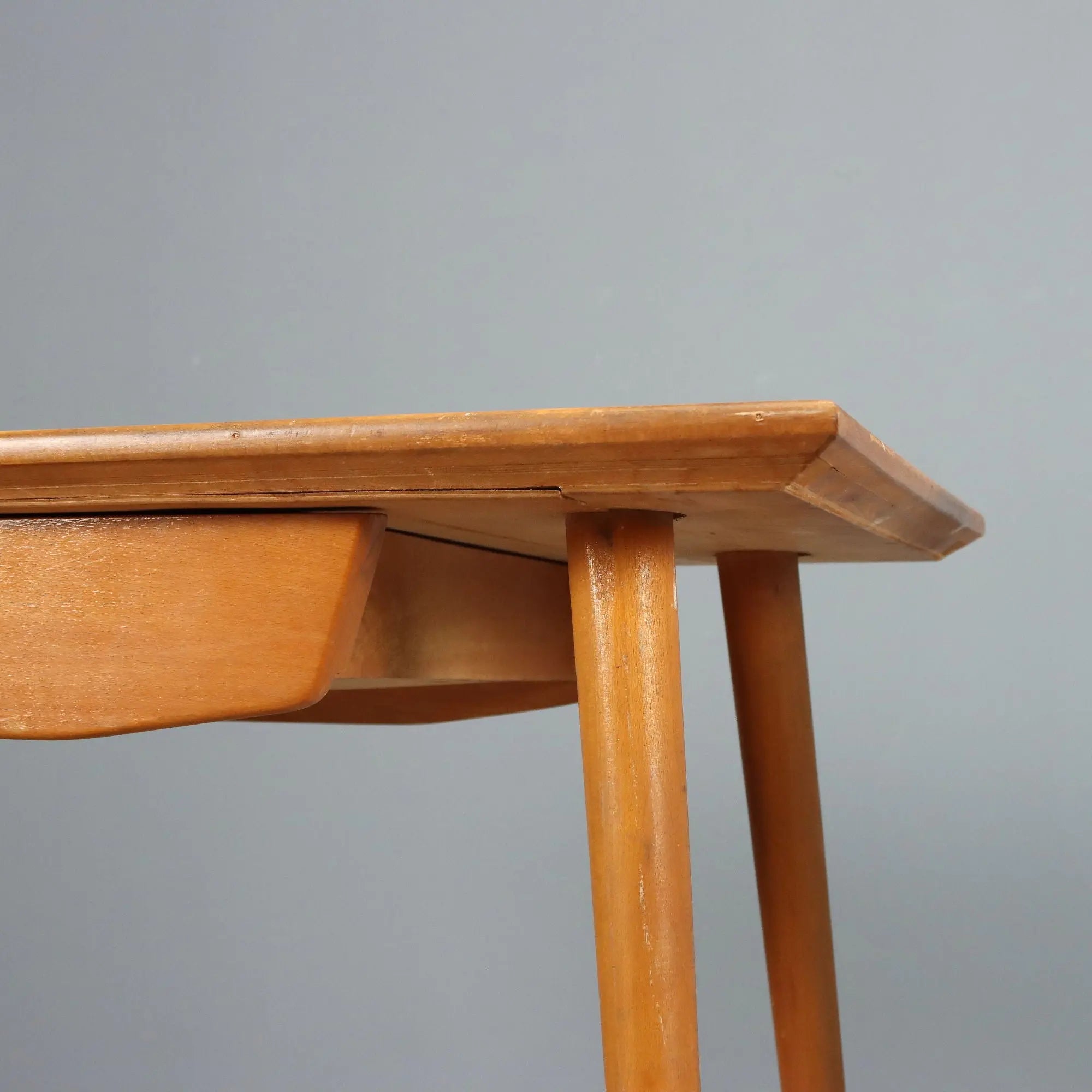 Vintage Writing Desk Beech with Drawer Design Italy 1950s