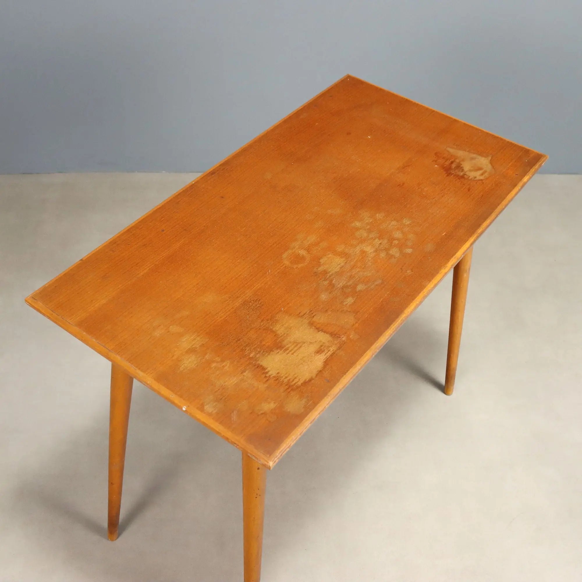 Vintage Writing Desk Beech with Drawer Design Italy 1950s