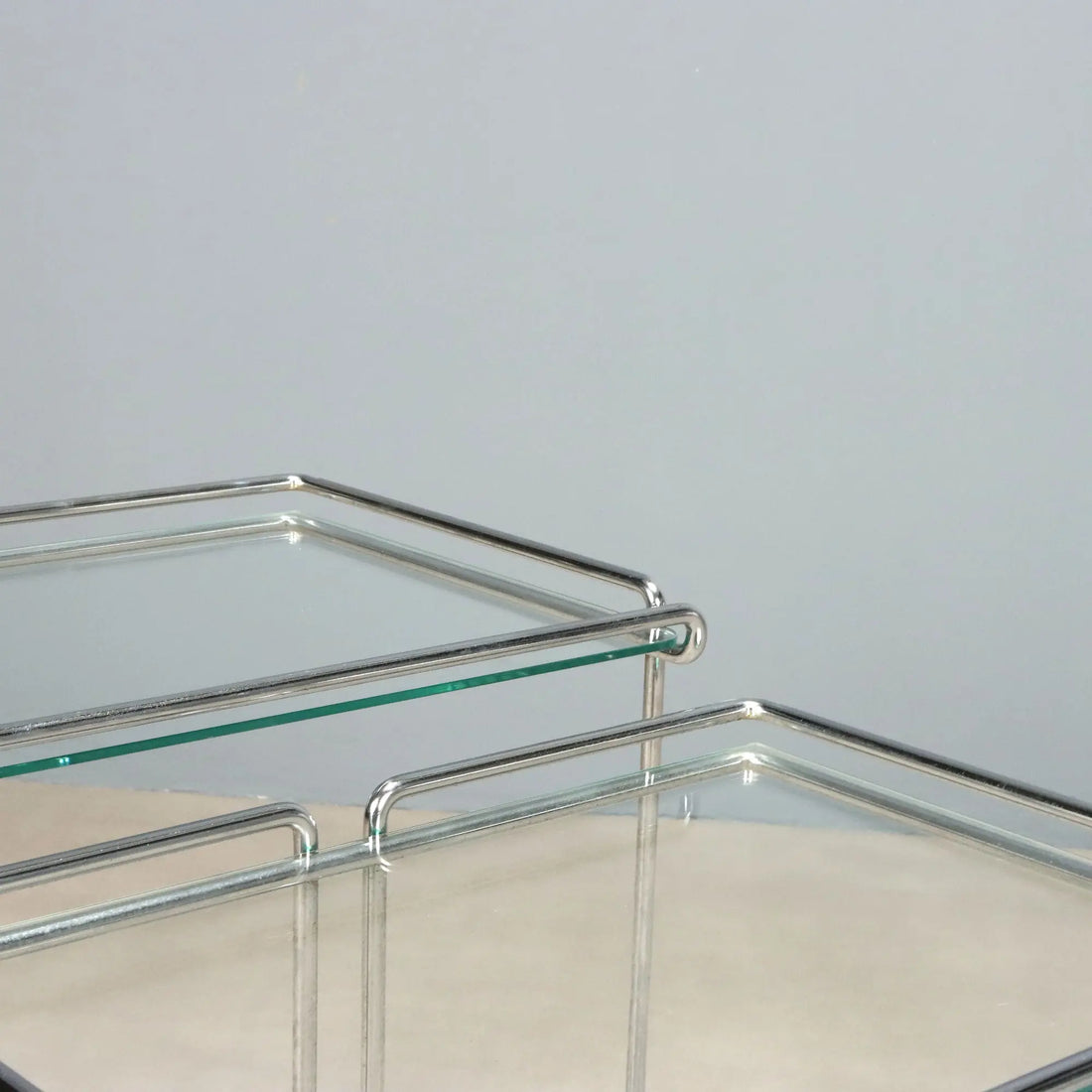 Vintage Coffee Tables Chromed Metal Glass Design Italy 1970s