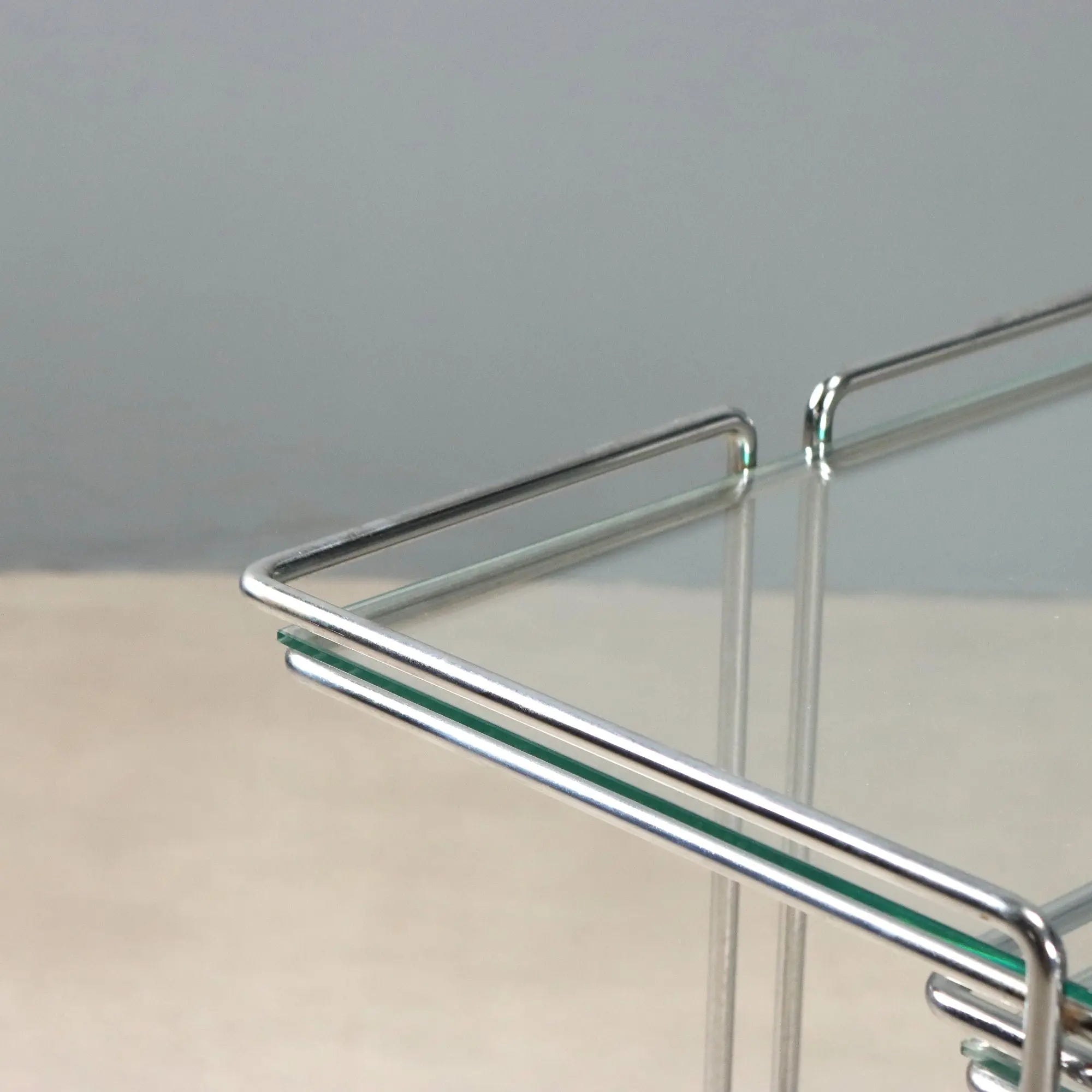 Vintage Coffee Tables Chromed Metal Glass Design Italy 1970s
