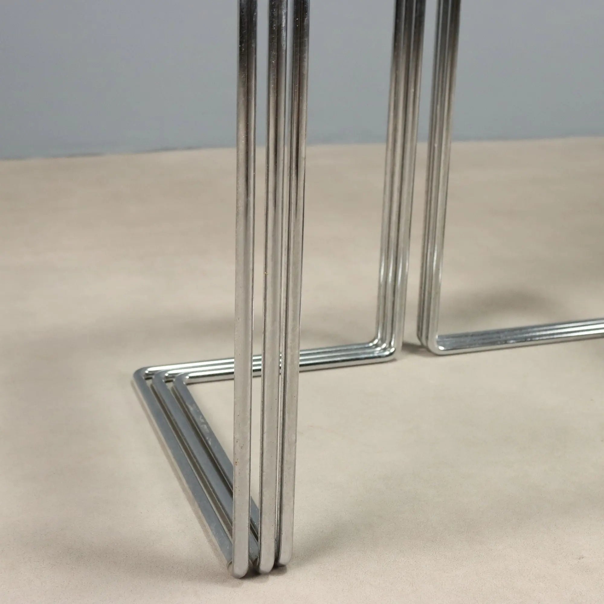 Vintage Coffee Tables Chromed Metal Glass Design Italy 1970s