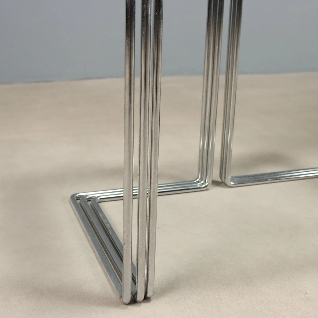 Vintage Coffee Tables Chromed Metal Glass Design Italy 1970s