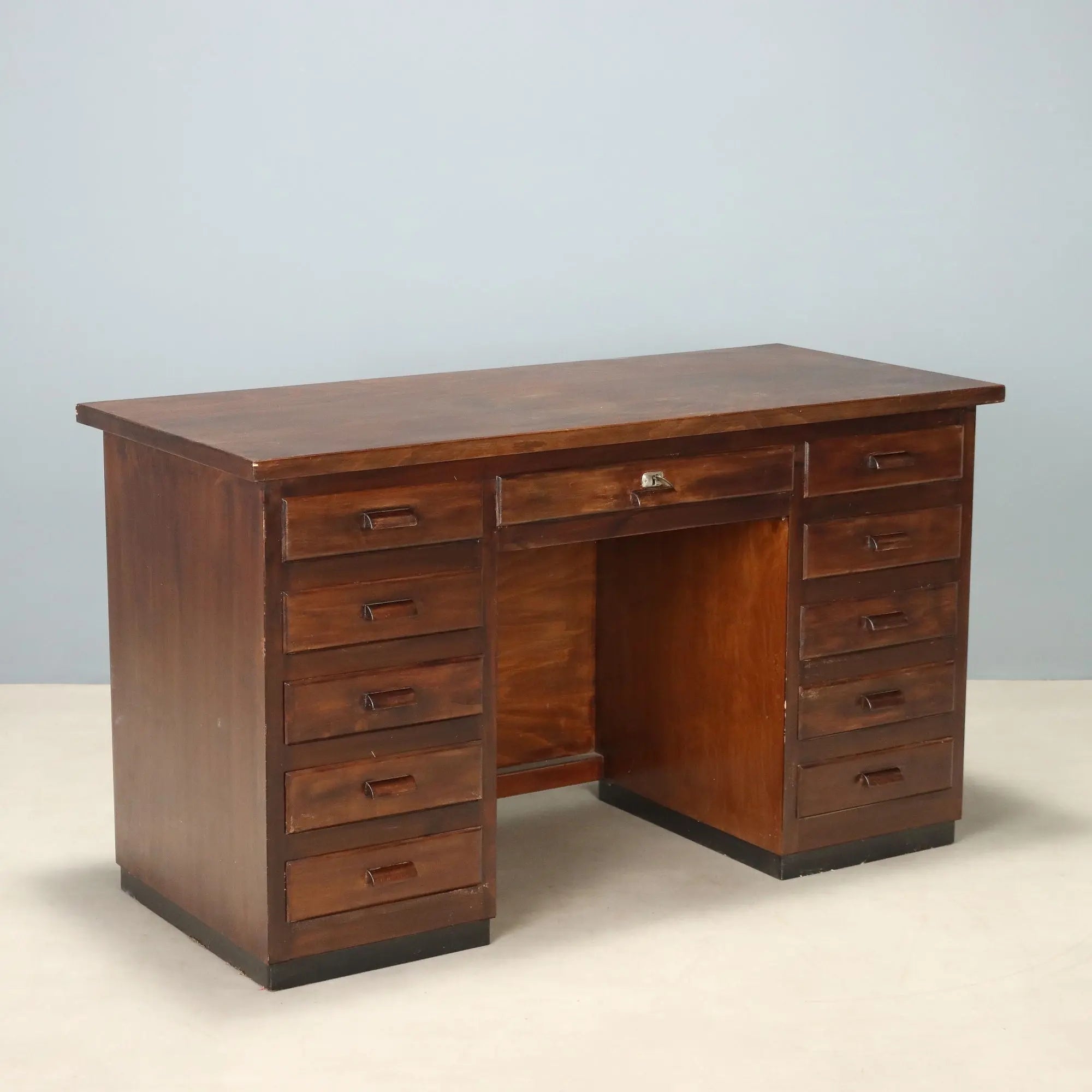 Vintage Writing Desk Walnut Veneer Design Italy 1940s