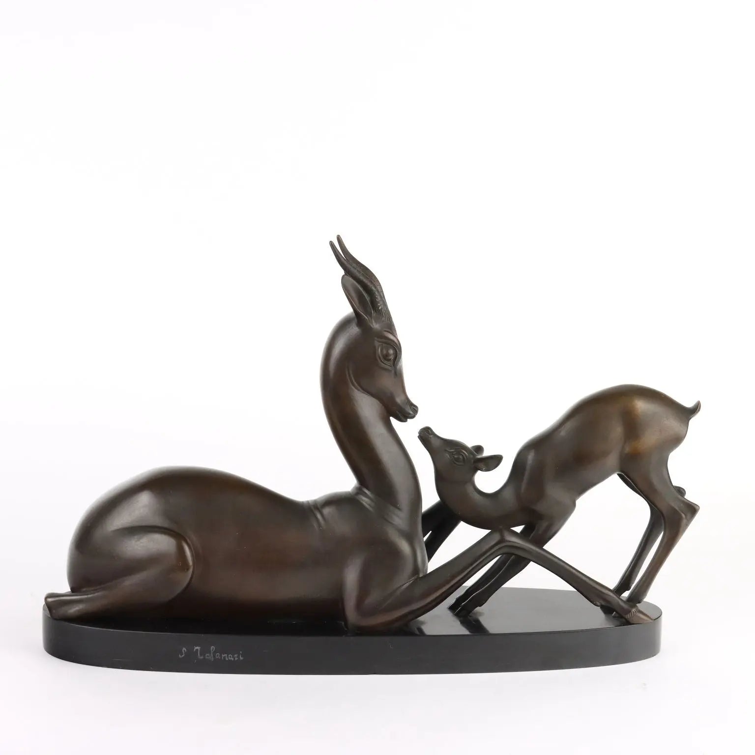 Antique Deers Signed Sirio Tofanari Bronze Italy XX Century - Italy, Early XX Century | Antiques | Bronzes