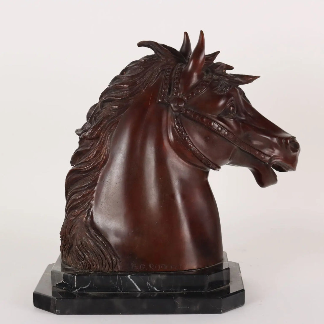 Modern Bronze Sculpture Horse Head F.G. Ruocco Naples XX Century - Italy, Late XX Century | Antiques | Bronzes