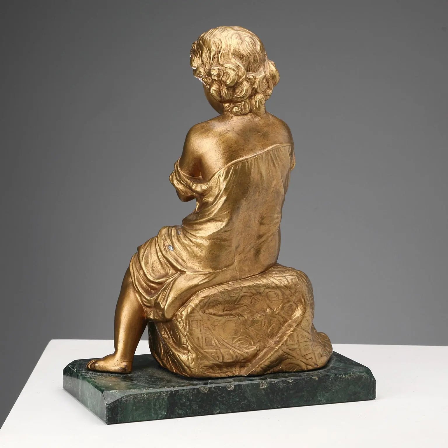 Young Girl in Prayer Sculpture - Gilt Metal