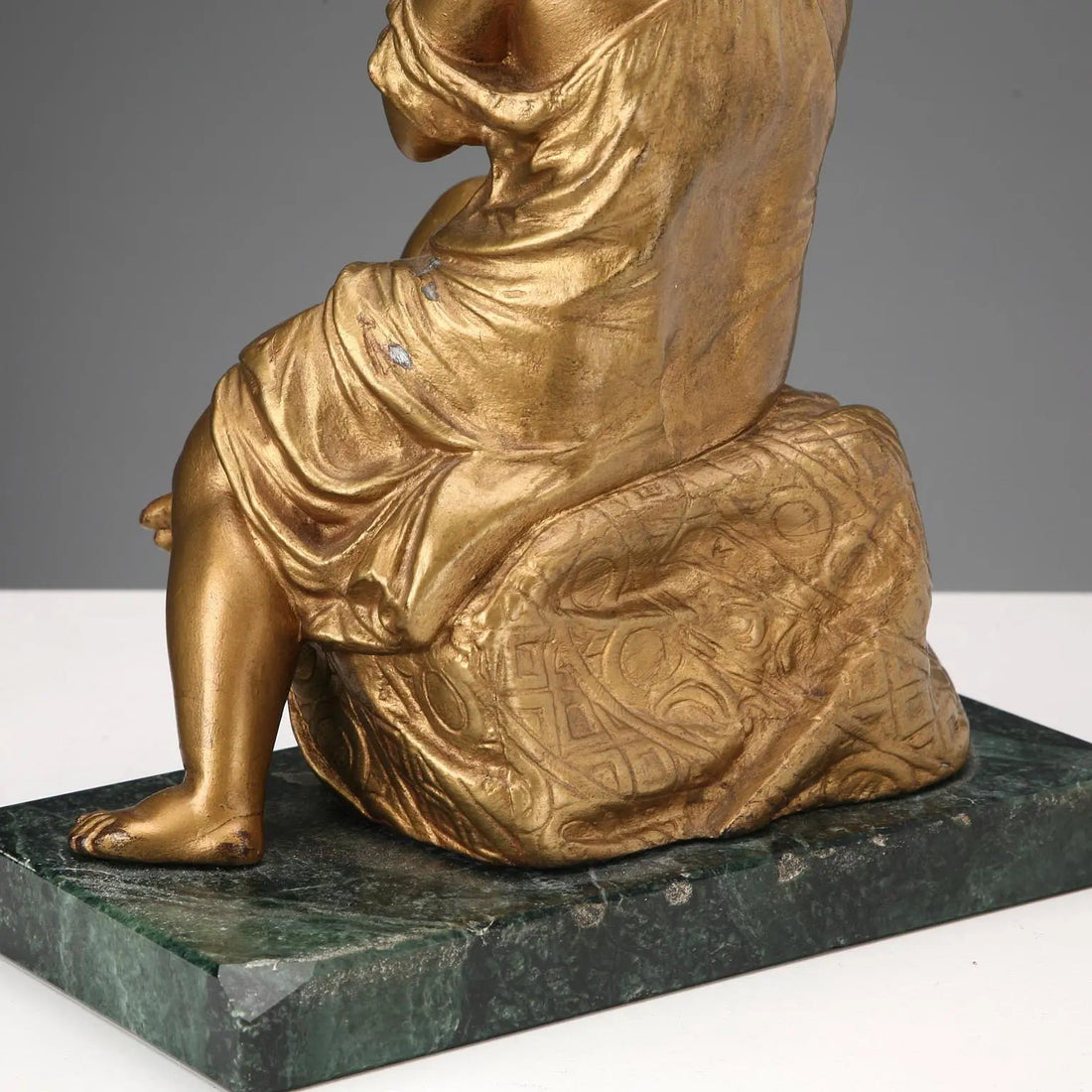 Young Girl in Prayer Sculpture - Gilt Metal
