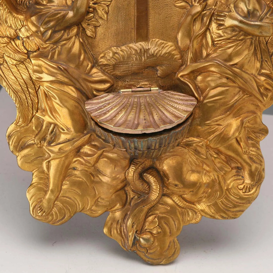 Antique Holy Water Stoup Gilded Bronze Italy XX Century - Italy, Early XX Century | Antiques | Bronzes