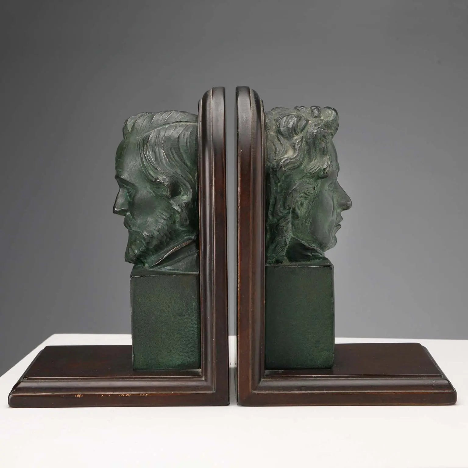 Vintage Bookends Bronze Wood Verdi Chopin Design 1960s-1970s - Italy, 1960s-1970s | Antiques | Bronzes