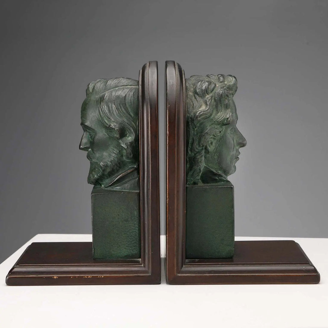 Vintage Bookends Bronze Wood Verdi Chopin Design 1960s-1970s - Italy, 1960s-1970s | Antiques | Bronzes