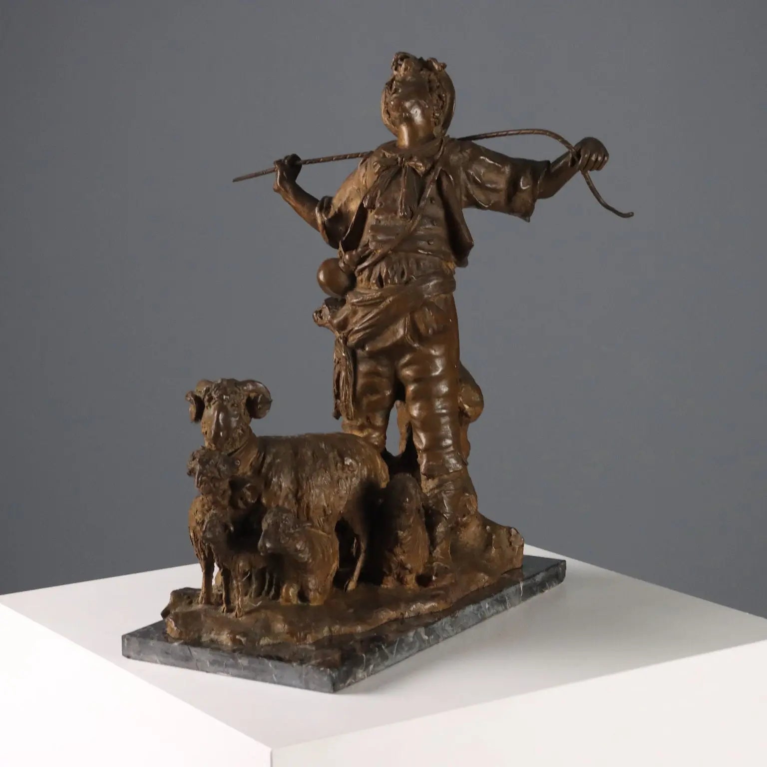 Antique Figurine Shepherd with Herds Bronze G. Morlaiter XX Century - Italy, XX Century | Antiques | Bronzes