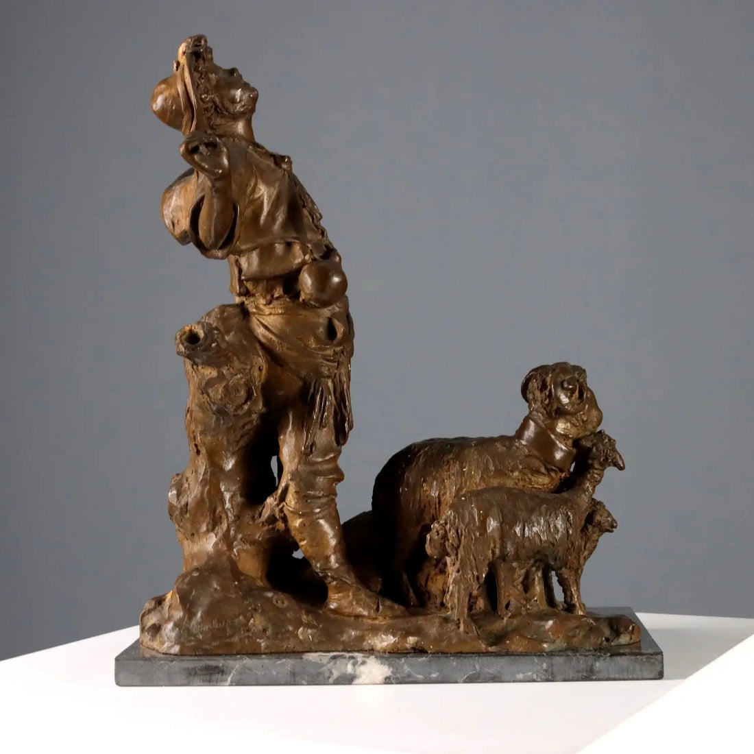 Antique Figurine Shepherd with Herds Bronze G. Morlaiter XX Century - Italy, XX Century | Antiques | Bronzes
