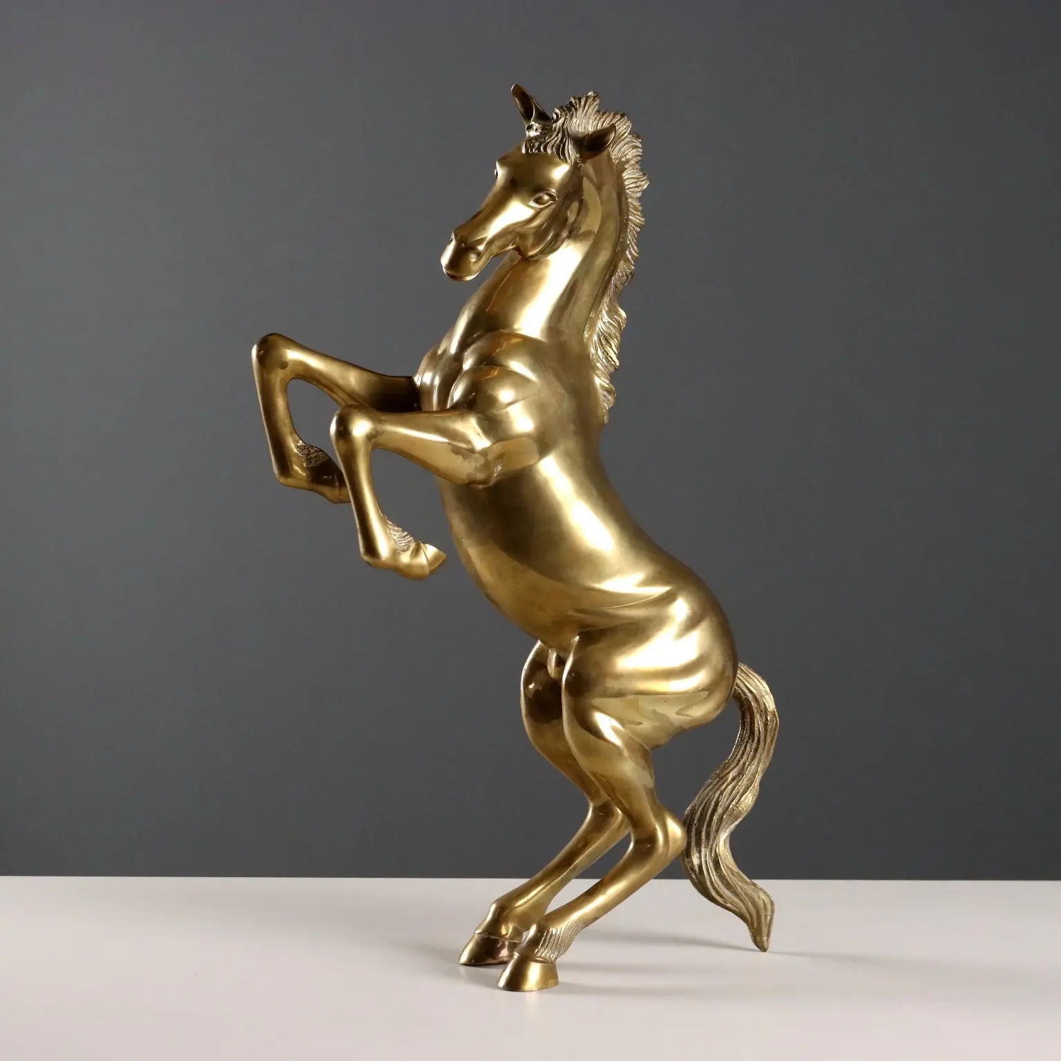 Modern Sculpture Gilded Bronze Prancing Horse Italy 1970s-1980s - Italy, 1970s-1980s | Antiques | Bronzes