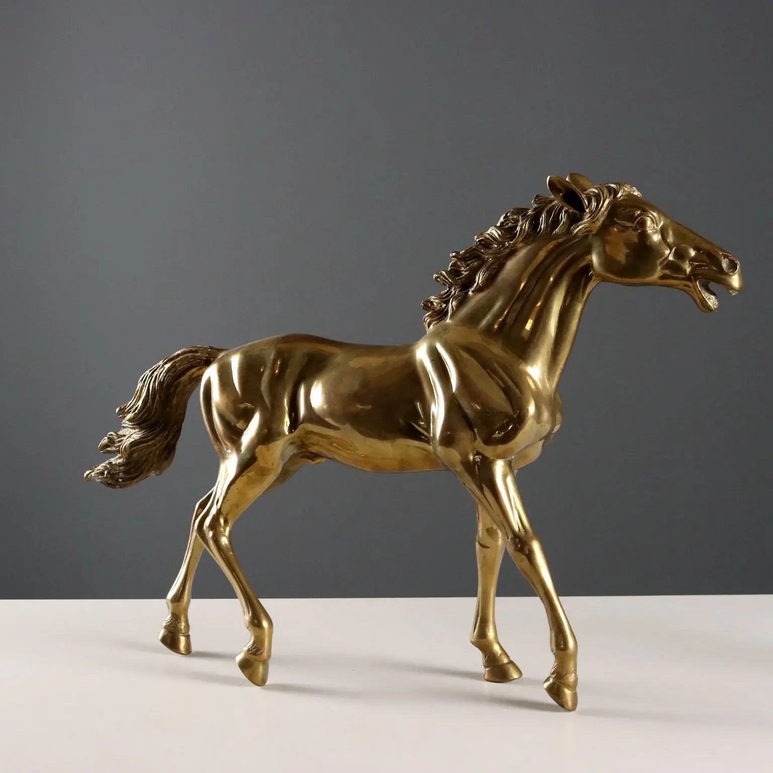Modern Sculpture Trotting Horse Gilded Bronze Italy 1970s - Italy, 1970s-1980s | Antiques | Bronzes