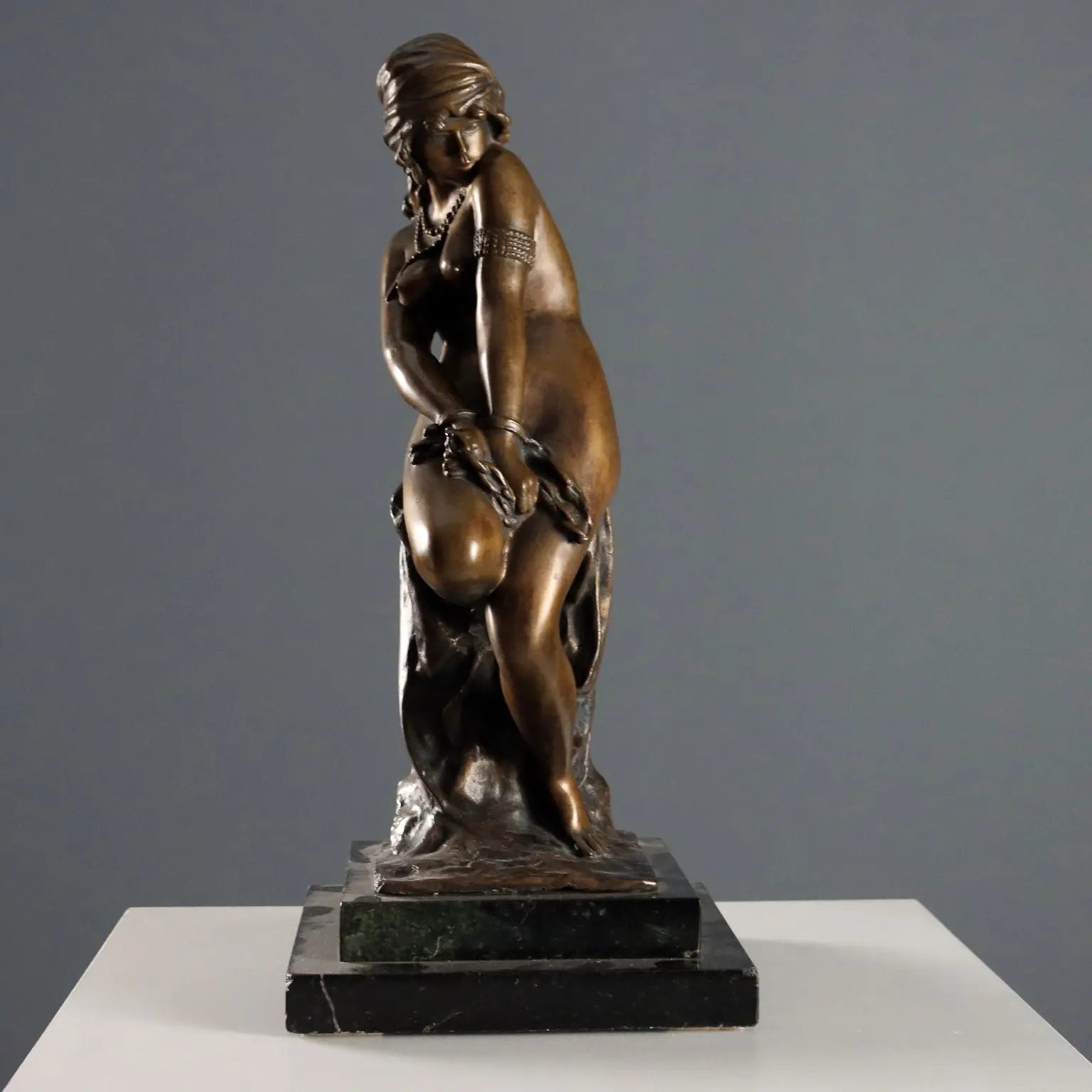 Modern Sculpture Slave Bronze Marble Base Italy Mid XX Century - Italy, Mid XX Century | Antiques | Bronzes