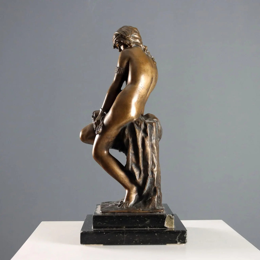 Modern Sculpture Slave Bronze Marble Base Italy Mid XX Century - Italy, Mid XX Century | Antiques | Bronzes
