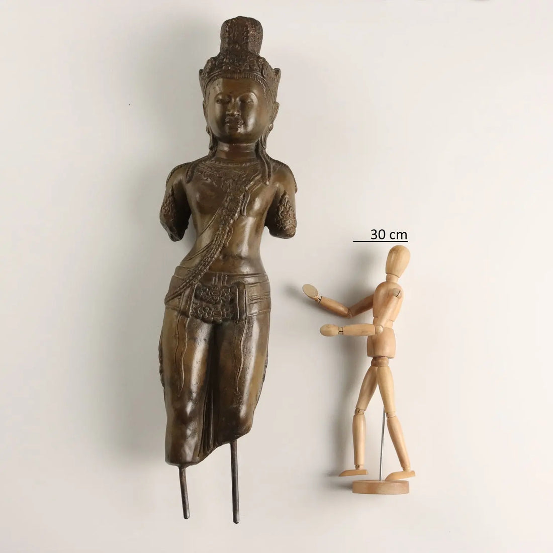 Antique Bronze Sculpture Bodhisattva Cambodia XX Century