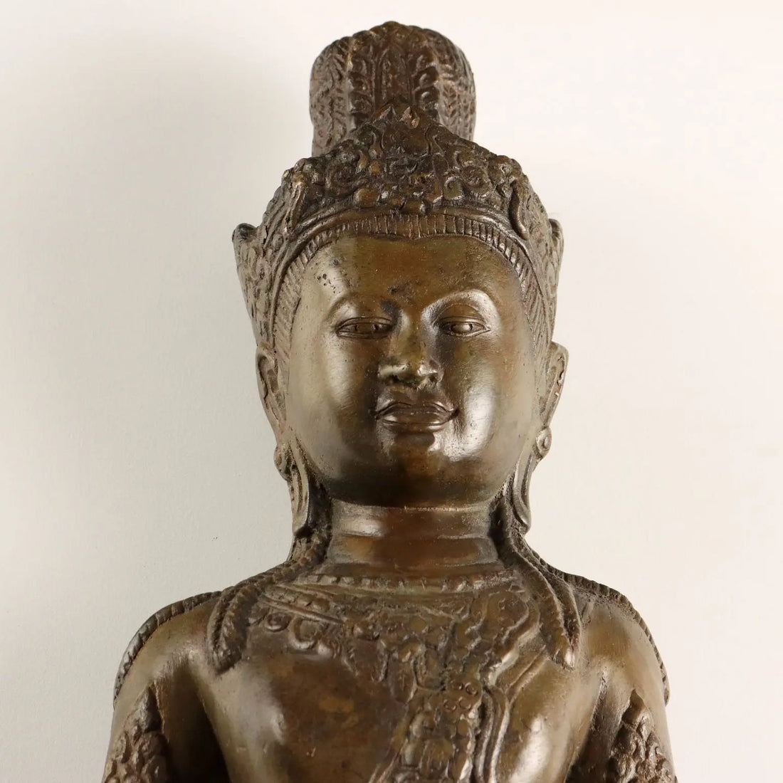 Antique Bronze Sculpture Bodhisattva Cambodia XX Century