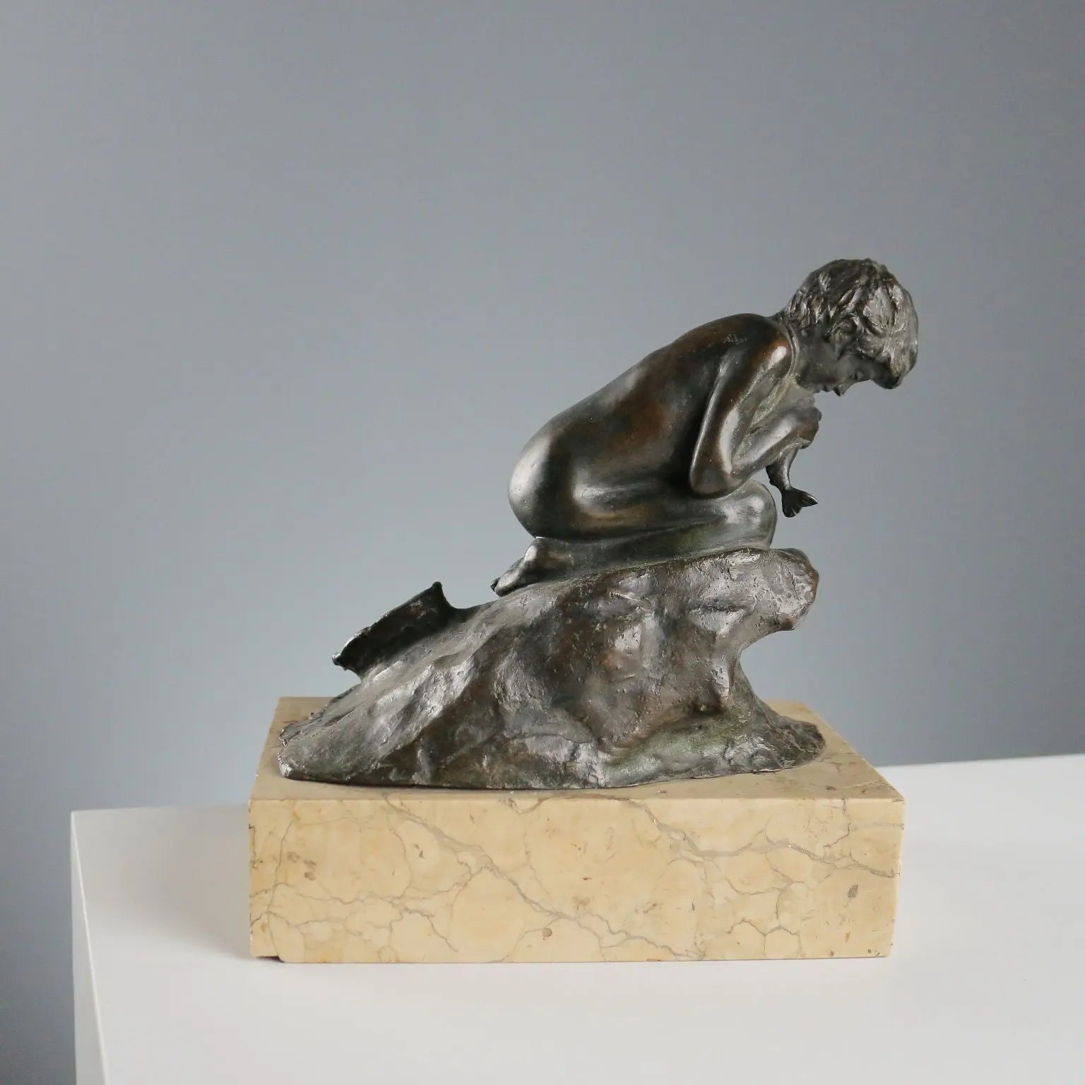 Antique Figurine Bronze Vincenzo Gemito Fisherman XX Century