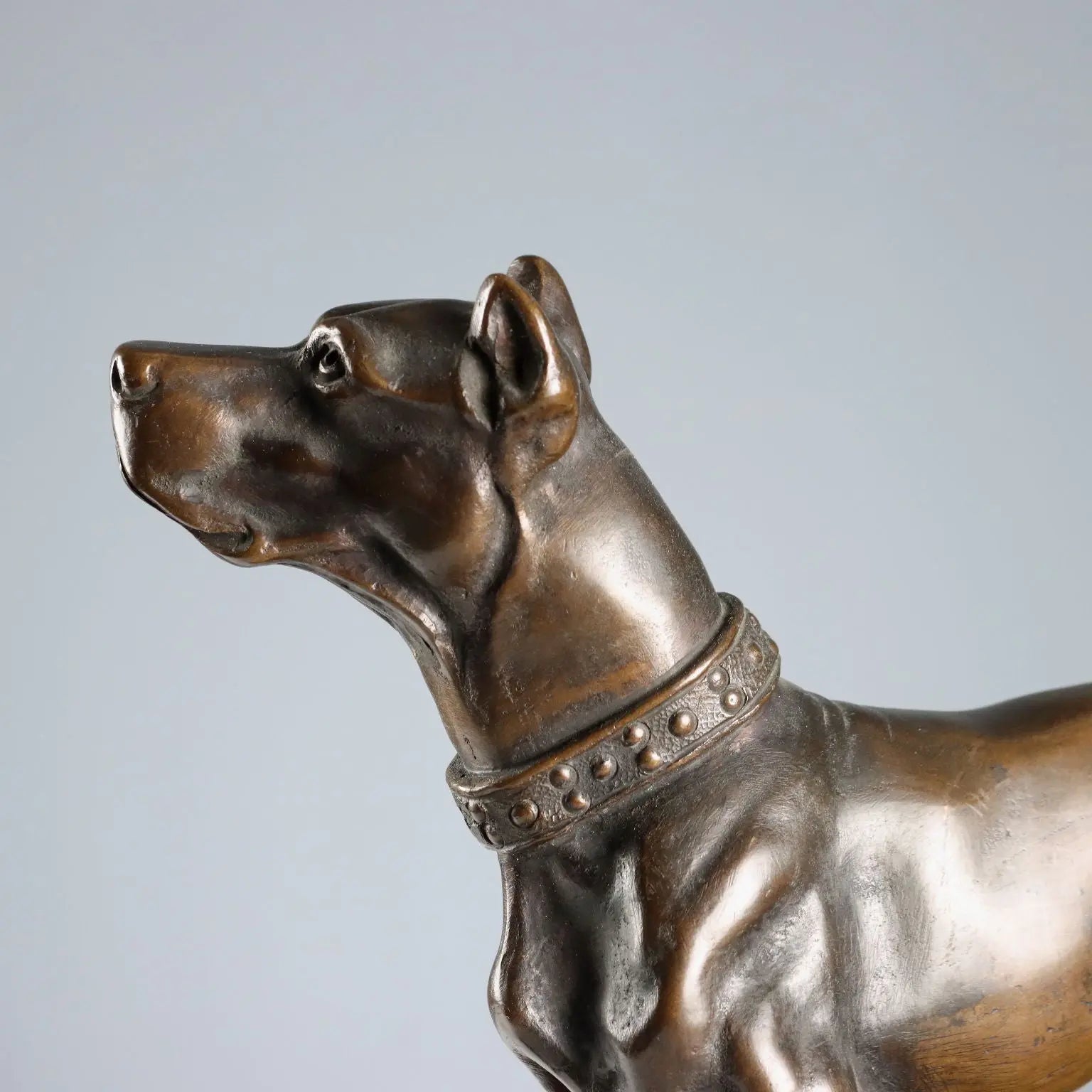 Antique Sculpture Bronze Dog Black Marble Italy XX Century