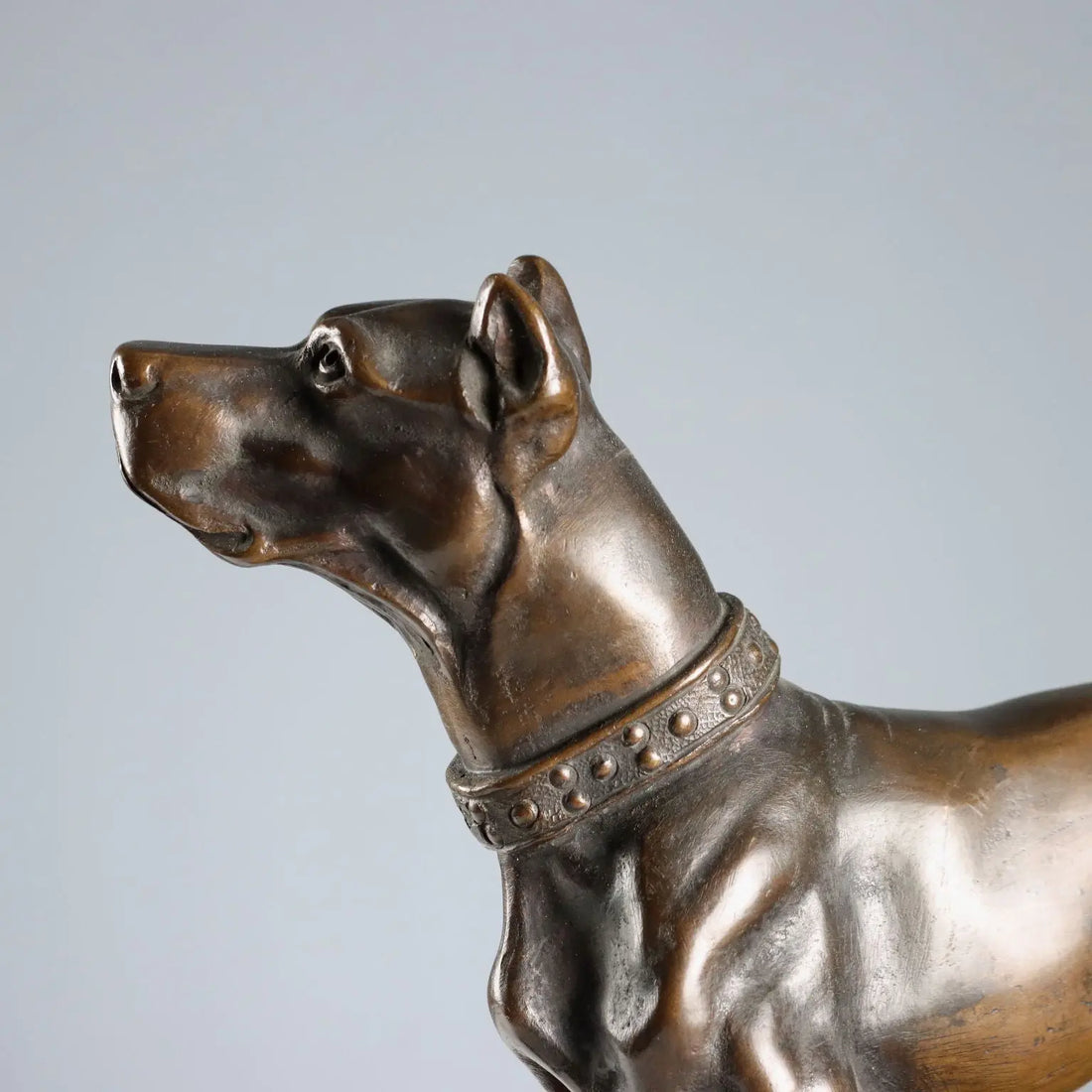 Antique Sculpture Bronze Dog Black Marble Italy XX Century