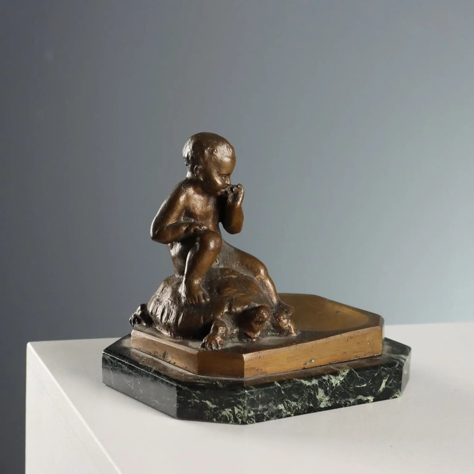 Antique Sculpture Child and Turtle Bronze XIX-XX Century - Italy, XIX-XX Century | Antiques | Bronzes