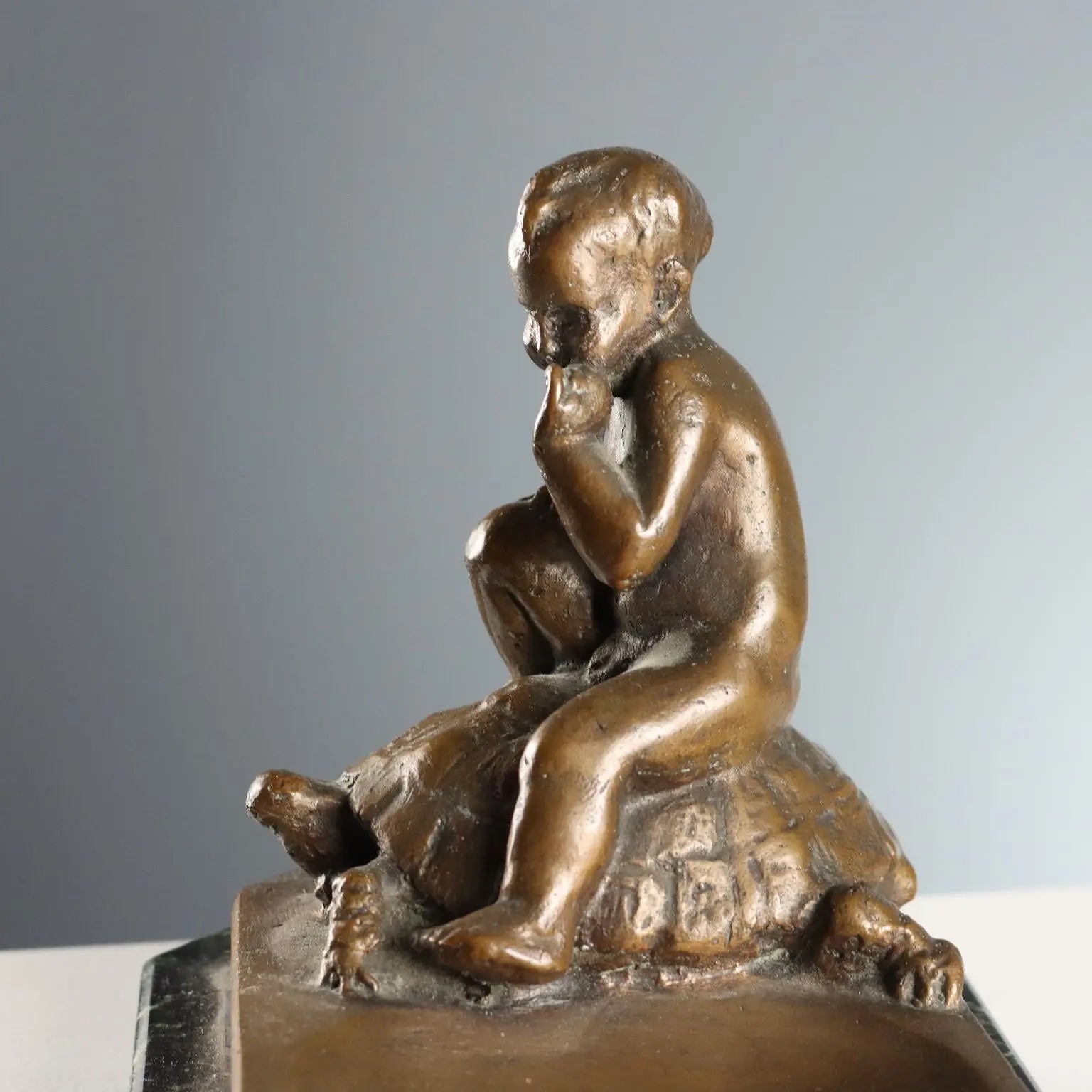 Antique Sculpture Child and Turtle Bronze XIX-XX Century - Italy, XIX-XX Century | Antiques | Bronzes