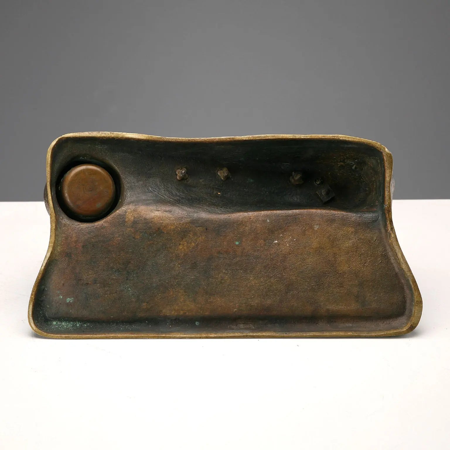 Antique Inkwell Bronze Glass Sculpture XIX-XX Century