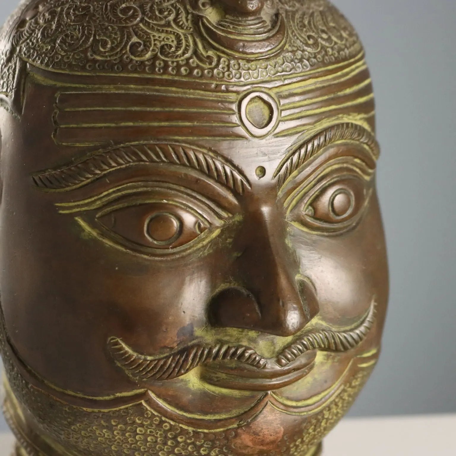 Antique Bronze Head Lord Shiva Mukhalingam India XX Century