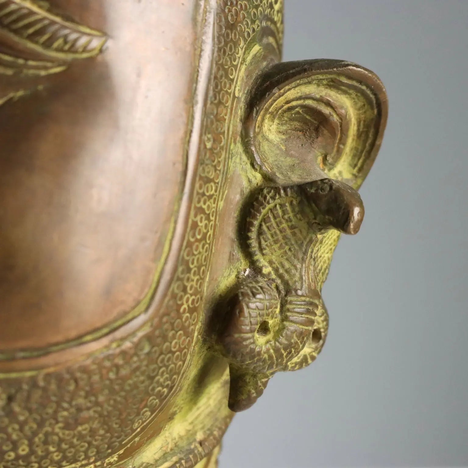 Antique Bronze Head Lord Shiva Mukhalingam India XX Century