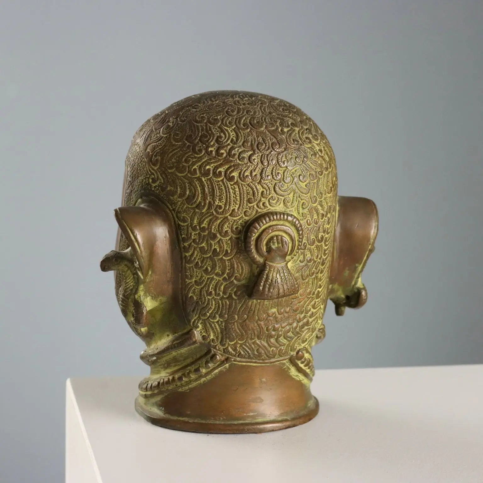 Antique Bronze Head Lord Shiva Mukhalingam India XX Century