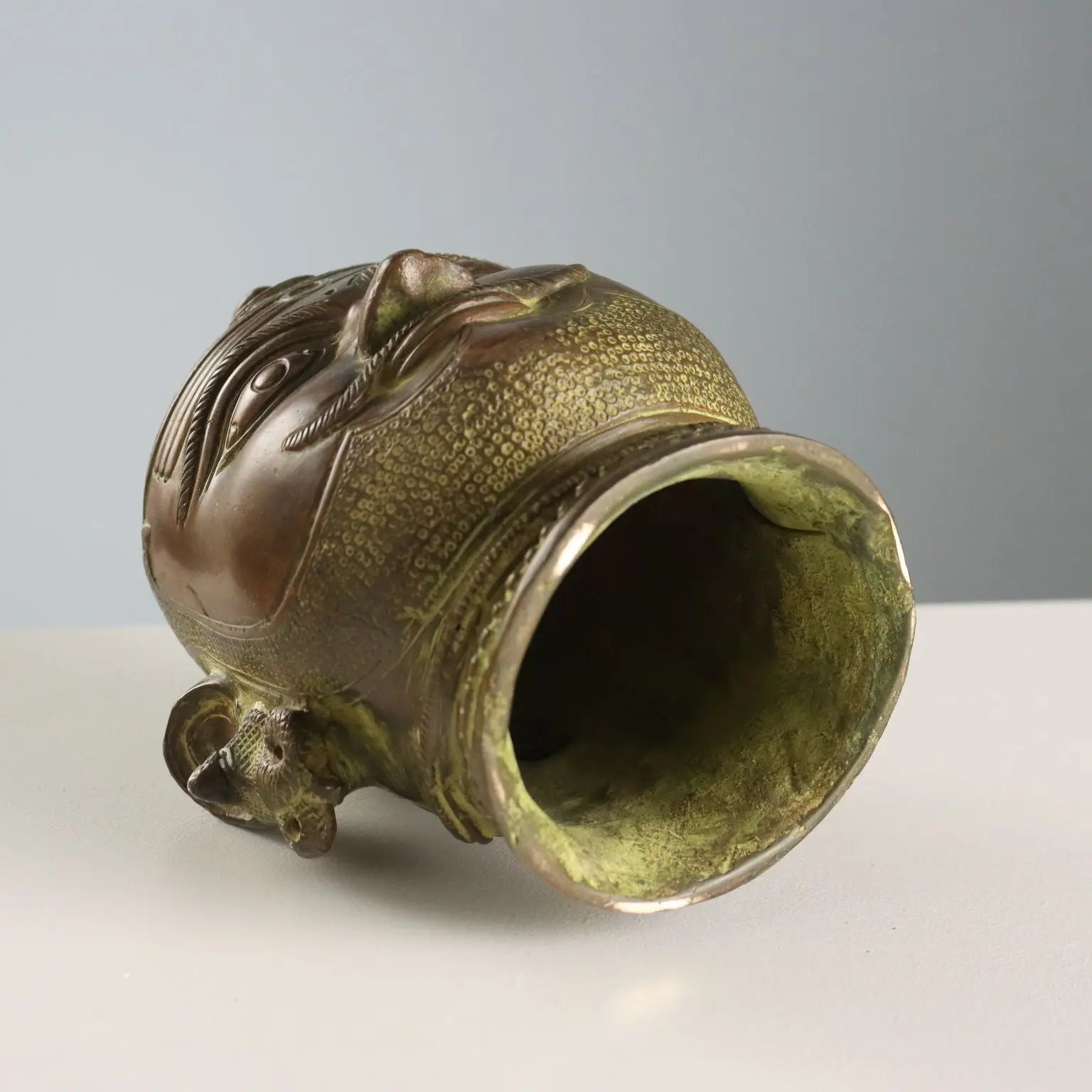 Antique Bronze Head Lord Shiva Mukhalingam India XX Century